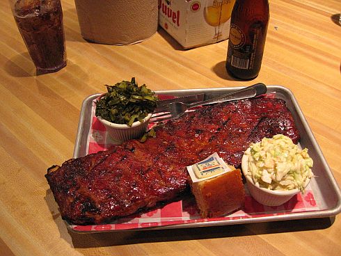 Excellent rib, greens and cornbread