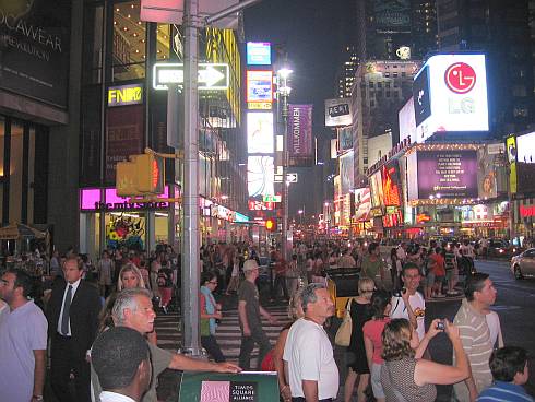 new york city streets at night. refer to New York City.